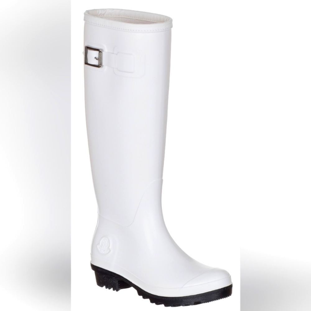MONCLER NIB White Tall Rain Boots Sz IT38
